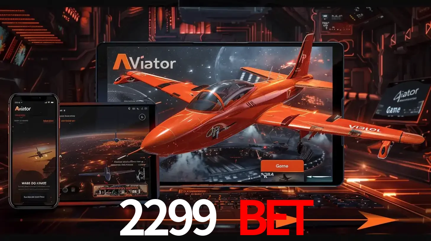 Apresentação tecnológica do jogo Aviator com um avião saindo da tela de um tablet, demonstrando a experiência imersiva em múltiplos dispositivos no 2299 BET.