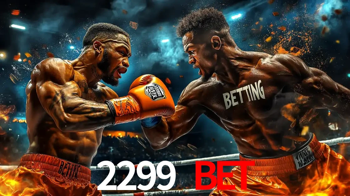 Dois boxeadores em uma luta intensa e explosiva, representando a adrenalina e as oportunidades de apostas em esportes de combate disponíveis na plataforma 2299 BET.