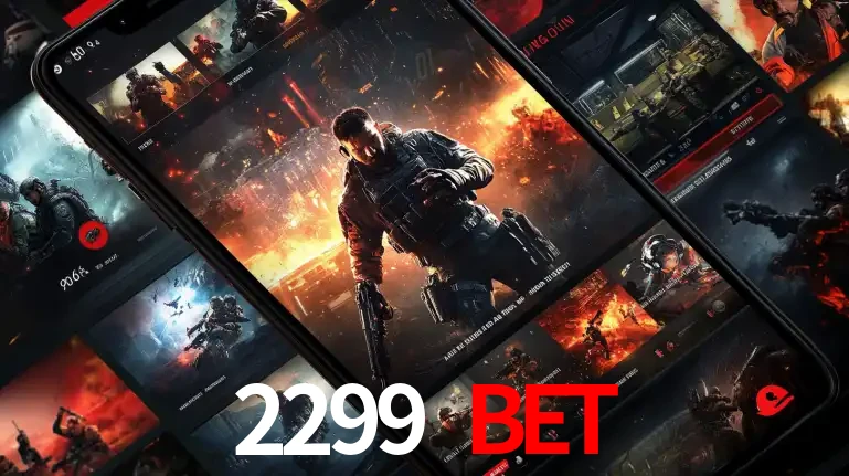 Tela de um celular exibindo uma galeria de jogos de tiro com temática militar, mostrando a variedade de e-sports disponíveis para apostas na plataforma de entretenimento 2299 BET.