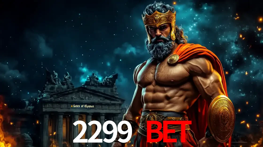 O poderoso Zeus do jogo de slot Gates of Olympus em frente ao seu templo, pronto para lançar multiplicadores divinos e prêmios épicos no cassino online 2299 BET.
