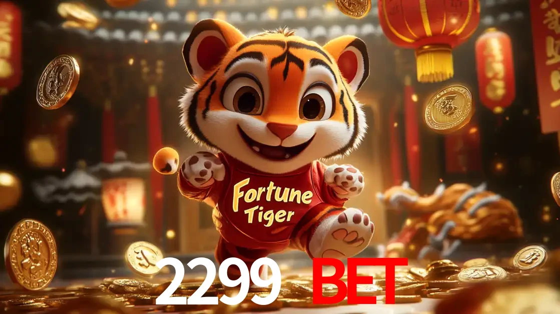 O alegre personagem do Fortune Tiger correndo sobre um caminho de moedas de ouro, simbolizando os grandes prêmios e a diversão do popular jogo de slot do 2299 BET.