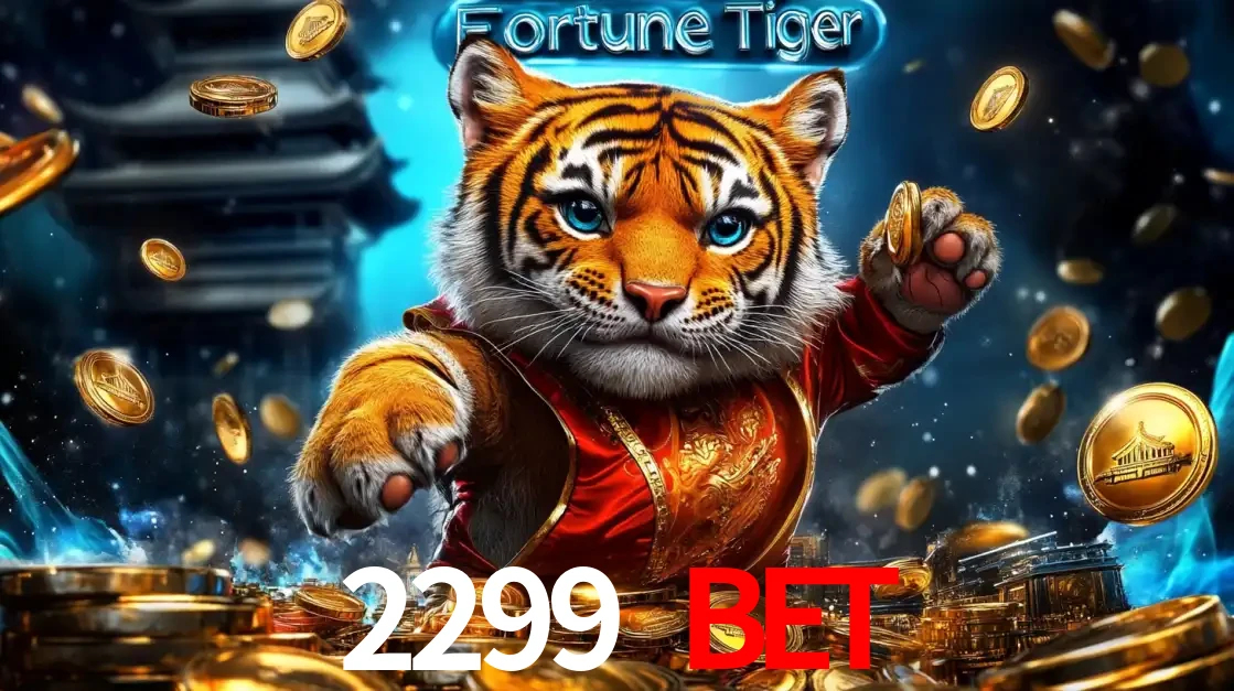 Imagem promocional do jogo de slot Fortune Tiger, com um tigre majestoso em traje tradicional cercado por uma fortuna em moedas de ouro, disponível agora no cassino 2299 BET.